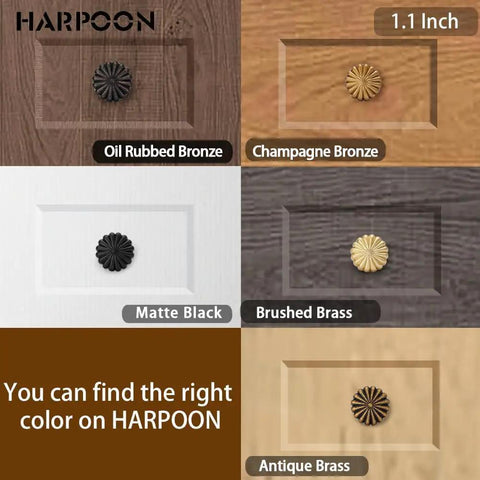 10 Pack Vintage Round Cabinet Knobs 1.1 Inch Brushed Brass Drawer And Wardrobe Handles For Kitchen Cabinets And Furniture Hardware Zinc Alloy Durable Easy Install Must Have, shown in various finishes and colors.