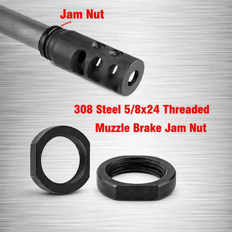 Top Shelf 5 8 24 Black Steel Jam Nut Pair Made For 308 And 7 62 Rifle Systems Featuring A Durable Black Oxide Coating And Precision Cnc Build To Lock Hardware Securely While Keeping Every Range Session Running Smooth As Silk