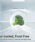 Heavy Duty Stainless Steel Upright Freezer Frost Free With LED Display And Rapid Cool For Garages Or Kitchens 21 Cu Ft Convertible Refrigerator interior with broccoli and airflow design