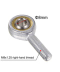4 Pack M8 Rod End Bearing With Right Hand Thread M8x1.25 Self Lubricating Joint Includes Jam Nut Durable 45 Steel Ball For Flexible Mechanical Linkage And Motion Control, 8mm