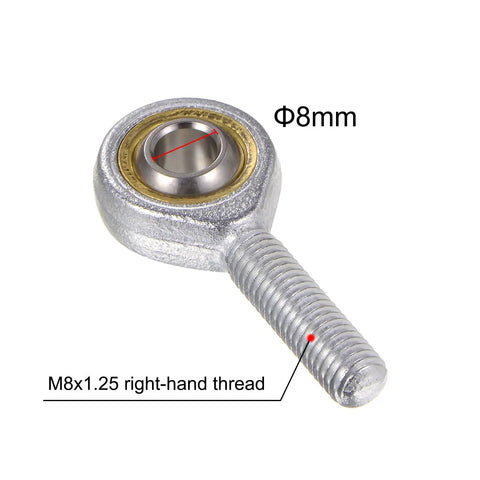 4 Pack M8 Rod End Bearing With Right Hand Thread M8x1.25 Self Lubricating Joint Includes Jam Nut Durable 45 Steel Ball For Flexible Mechanical Linkage And Motion Control, 8mm