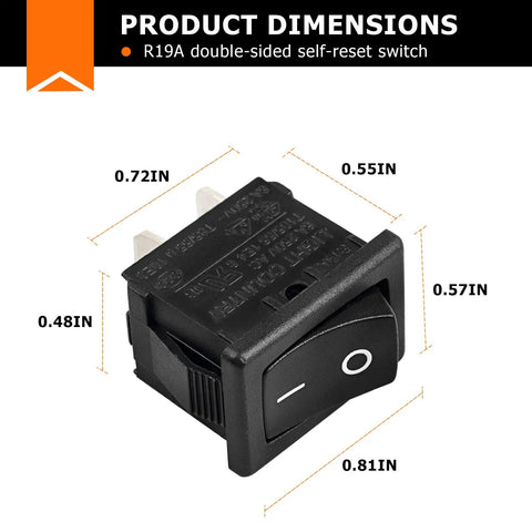Heavy Duty Rocker Switch 15 By 21 Mm On Off 6A 125 And 250V AC 2 Pin 2 Position For Home DIY Electronics, Power Panels, Automotive And Equipment Projects, black poly shell