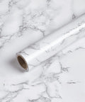 Marble Contact Paper Peel And Stick Self Adhesive 15.7 Inch By 118 Inch Glossy White And Grey Marble Roll