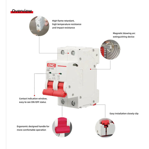 16 Amp 2 Pole AC Circuit Breaker DIN Rail Mount With Thermal Magnetic Trip, 400V AC Disconnect Switch MCB For Overload And Short Circuit Protection, Includes 35mm DIN Rail, Sleeve, And Screws.
