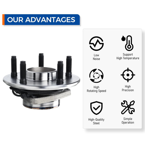 Two Pack Front Wheel Hub Bearing Assembly For Dodge Ram 1500 2009 2010 And 2011 With ABS 5 Lug Ready To Install Premium OEM Style Replacement