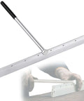 15.25 Inch Sheet Metal Bender Hand Tool With 1 Inch Fold Depth, silver aluminum alloy with black grip, shown in use on metal sheet