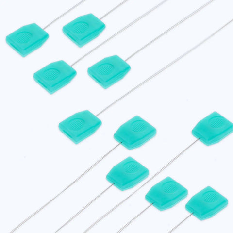 10 Pack Long Needle Threaders 7.87 Inch Long Pulling Hook Tools for embroidery floss stitching and more, teal plastic caps