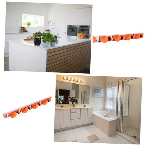Image of Wall Mounted Broom Holder With Heavy Duty Aluminum Hooks And Sturdy Abs Mounts For Garage Gear Storage and Hassle Free Cleanup Station Easy Install Mop Organizer shelf rack system.