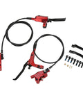 Rock Solid Four Piston Hydraulic Disc Brake Set For Mountain Bikers With Drop Dead Smooth Bilateral Oil Lines And Tough Resin Pads for MTB.