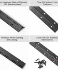 36 Inch Heavy Duty Stainless Steel Piano Hinge In Sleek Black Finish With Packaged Mounting Screws For Cabinets And Marine Doors.