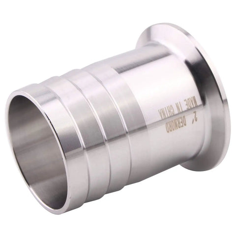 2 Inch Tri Clamp To 2 Inch Hose Barbed Adapter SUS304 Stainless Steel Sanitary Fitting with dual barbed ends visible