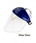 H8A Ratchet Headgear With WP96 Clear Faceshield Safety System For ANSI Z87 Protection in side view showing clear visor
