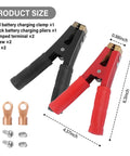 Heavy Duty 2 Pack Car Battery Charger Clamps Drop In Replacement With Smooth Grippy Handles And Secure Seals built tight, shown with size details.