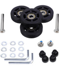 4 Pack Black Luggage Wheels Replacement Set With Silent Operation And Smooth 360 Degree Rotation Easy Install For Suitcases Travel Boxes Quiet Durable Noiseless Rolling, with hardware