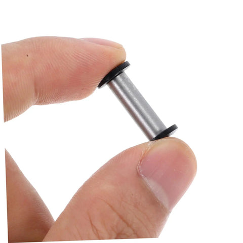 Top Tier Flat Head Knife Handle Screws Coupled With Heavy Gauge Stainless Steel Bolts Lock Down Blade Stability With Quick Thread Adjustments Tight Grip Badass Toolsmith Supply Pack, held between fingers.