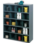 Gray Cold Rolled Steel 20 Opening Parts Bin With Sloped Front Design, Hemmed Fronts, And Built To Last Tough Heavy Duty Organization