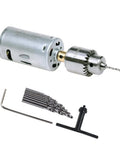 Mini DC 12V Hand Drill Kit With JT0 Chuck, 10 Piece Twist Drill Bit Set for PCB Jewelry Wood Plastic and More, compact electric drill