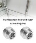 Two Pack Half Inch BSP Stainless Steel Male To Female Pipe Thread Extension Adapters for water main and home plumbing fittings