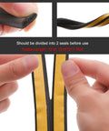 Tough As Nails Weather Stripping Door Seal Strip, 10 M roll, D shape, shows hands holding black and yellow seal for easy division.