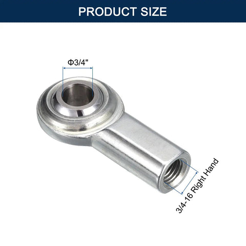 Rod End Bearing Heim Joint 3/4 Inch Bore With 3/4-16 Right Hand Female Thread Jam Nut Included Built Tough From Forged 45 Steel With Hardened Ball For Wear Resistance Handling Heavy Duty Misalignment Up To 12 Degrees And 63.2 kN Static Load, 3/4 bore shown