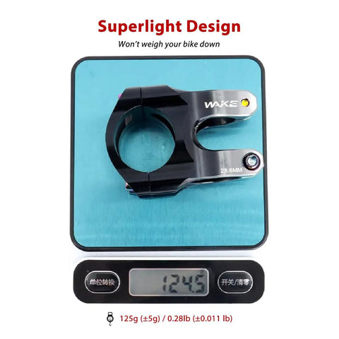 Zero Degree Go-To Short Mountain Bike Stem 31.8 Clamp 35mm Or 50mm Length Aluminum 6061 T6 Alloy on scale showing weight