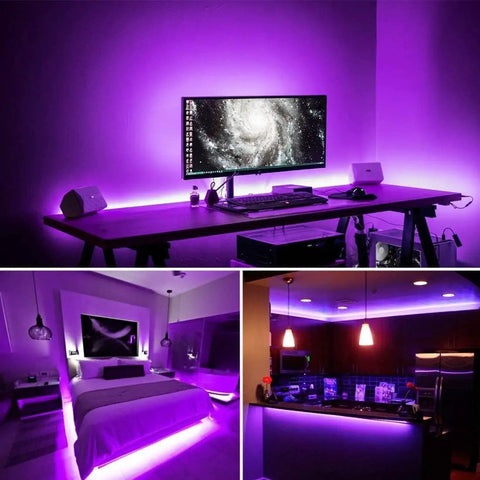 40 Foot LED Blacklight Strip Kit With 720 LEDs, 12V Flexible, Cuttable And Easy Install in rooms with purple glow lighting