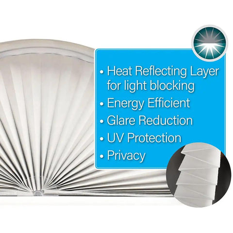 Tool Free Install Arch Light Filtering Pleated Shade White 72 Inch Wide 36 Inch High No Tools Needed Easy Peel And Stick Privacy