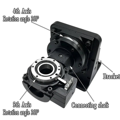 Plenty Smooth Heavy Duty 5 Axis Hollow Rotating Platform Indexing Rotary Table with 4th and 5th axis for CNC setups.