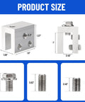 Straight Up Heavy Lifters Aluminum Standing Seam Roof Clamps dimensions, featuring sizes for M8 stainless steel fasteners shown.