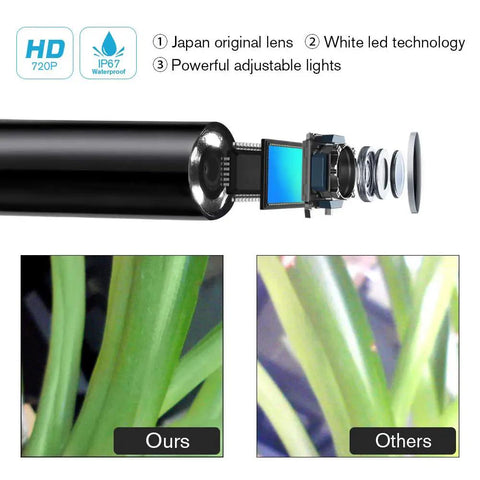 Wireless Endoscope Camera With WiFi For Android And iOS, 2.0MP Borescope Inspection Camera, Flexible Grabber, 16.4ft Cable, Waterproof Probe, Slick Smartphone Live View For Home DIY, Auto Maintenance, And Tight Spaces