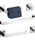 Five Piece Bathroom Hardware Set With Polished Stainless Steel Towel Bar And Rail, 23.4 Inch Towel Rail, Hand Towel Bar, Tissue Holder, And Two Towel Hooks, Easy Install Wall Mounted Rack For Bathroom, Rust Free Finish