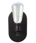 Close-up of single bulb from Four-Light Oil Rubbed Bronze Bathroom Vanity Wall Light Fixture, UL listed with vintage Edison bulb.