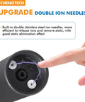 Close-up of Beefed Up Dual Air Gun Ionizing Tool 7KV Static Eliminator with stainless steel double ion needles