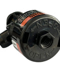 Trucktok high-flow manual relief valve for pool filter; black round valve with hex threaded inlet and OPEN marking.
