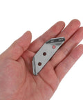 Hand holding Heavy Duty Stainless Steel Corner Brackets Three Sided Corner Braces For Wood Frames And Shelves Durable Sturdy As Nails Support