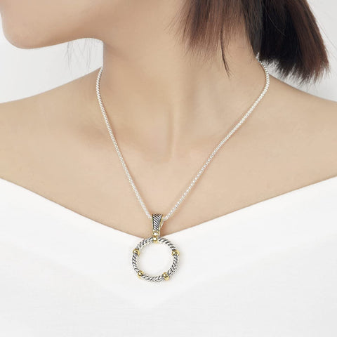 Person wearing Double Rope Twisted Wire Jewelry Set With Gold Bar Enhancer Pendant 2mm Box Chain Necklace 45cm Plus 5cm Extension.
