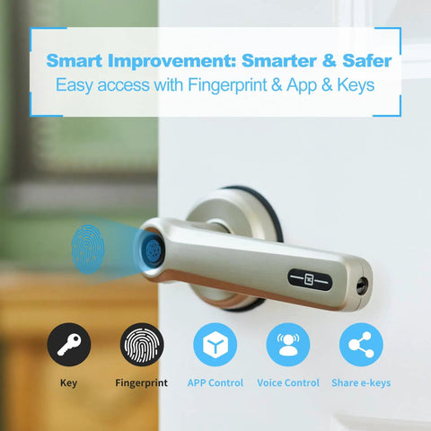 Smart Door Lock Handle With Fingerprint Biometric Security For Bedroom Home And Office Use Durable Keyless Entry And Auto Lock