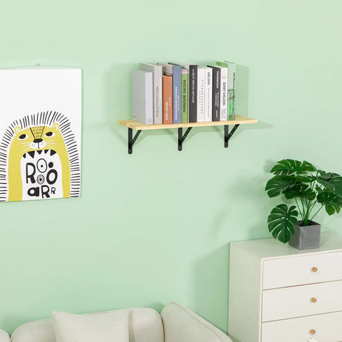 Shelf with books on 12 Pack Beefy Built Shelf Brackets 8 X 6 Inches Aluminum Alloy Wall Mount Black, Supports Up To 360 Lbs Per Pair