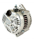 Alternator RE65414 compatible with John Deere Marine Engines 6081AFM75 and 6125AFM01, silver metallic finish, front view