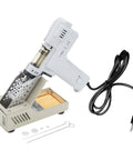 Portable 110V 50Hz 100W Desoldering Gun With Vacuum Pump in holder for electronics repairs and rework, showing cable and accessories