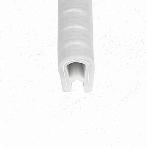 White Edge Trim Small 0.375 Inch U Height And 0.039 To 0.093 Inch Grip Range For 100 Foot Flexible Edge Channel with Snap In Clips