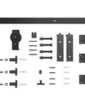 Hardware components for 36 Inch By 84 Inch DIY Wood Bi-Fold Barn Door Kit With Carbon Gray Stain, 100 Percent Solid Knotty Pine