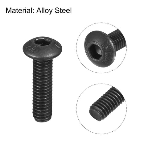 Built Tough M3 x 12 mm Hex Socket Button Head Cap Screws Grade 12.9 Alloy Steel Fasteners With Black Oxide Finish and Super Smooth Threads