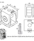 2 Pack 2020 Series Aluminum Extrusion Pivot Joint Connectors With Handles For 20x20 And 6mm T Slot Rails Die Cast Zinc Alloy Built For Easy Modding And DIY Frame Builds Heavy Duty Linkage For Custom Creations. 2020 pivot joint connector, 20x20 mm, die-cast zinc alloy, M6 screw