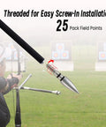 Threaded archery arrow tip installation with 25 Pcs Archery Field Points 100 To 125 Grain Stainless Steel Arrow Tips With Case