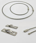 Heavy Duty Stainless Steel Anti Tip Furniture Anchors for Baby Proofing And Child Home Safety Rock Solid Earthquake Straps with cables and mounting plates.