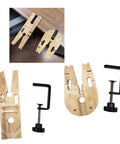 Pro Grade Desktop Jewelry Fixture Bench For Woodworking Clamps And Mobile Studio Use Solid Wood Alloy Workholding Device For Goldsmiths And Silver Fabrication Easy Clamp Vise For Intricate Jewelry Assembly, showing solid wood components and clamps.
