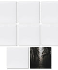 Image of 8 Pack Sublimation Ceramic Tiles 6x6 White Glossy for heat press with forest photo transfer example.