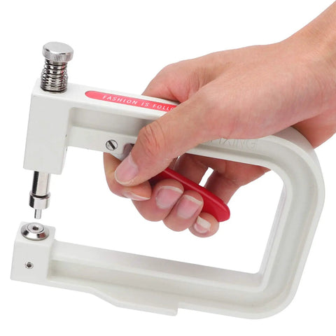 Close-up of the Top-Notch Hand Press Pearl Setting Machine For Crafting with a hand operating it, designed for jewelry making.