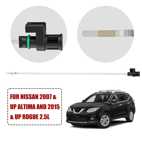Nissan CVT Transmission Dipstick Replacement OEM 31086 JA00A, fits Altima 2007-2023 Rogue 2013-2023, oil level gauge, car diagram.